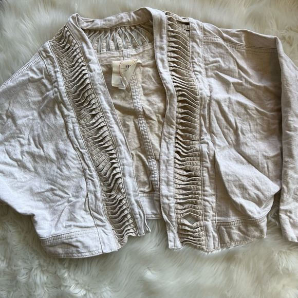 Anthropologie Hei Hei Womens Cropped Jacket Ivory Open Front Stretch Cut Out XS - Picture 4 of 8